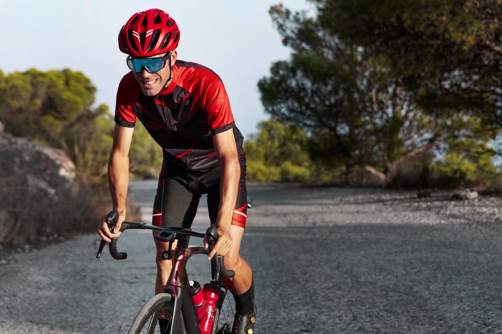 Fotografia entrenamiento con bicicleta de carretera