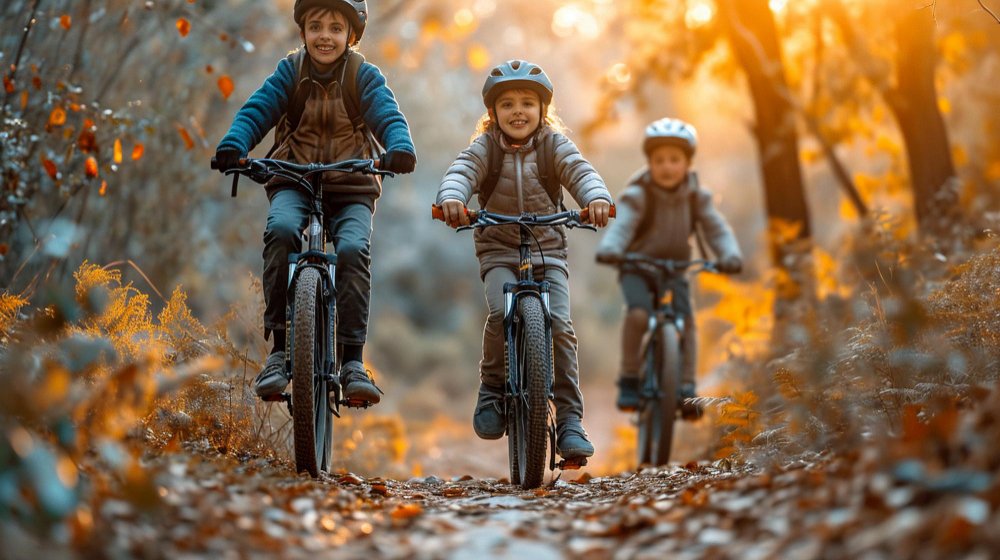 Niños de 8 a 12 años en bicicleta infantil