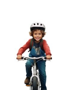 Niño con bicicleta infantil